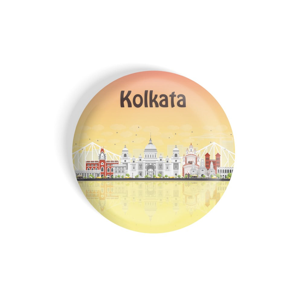 dhcrafts Round Fridge Magnet Multicolour Places Kolkata City In West Bengal,india Glossy Finish Design Pack of 1 (58 mm)
